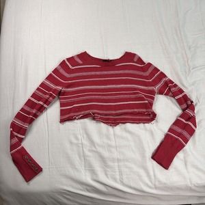 Pendleton sweater womens s cutoff crop top red Cotton Pullover
